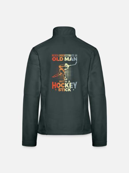 Unterschätze nie alte Eishockeyspieler - Frauen Softshelljacke - Schwarz - Hinten