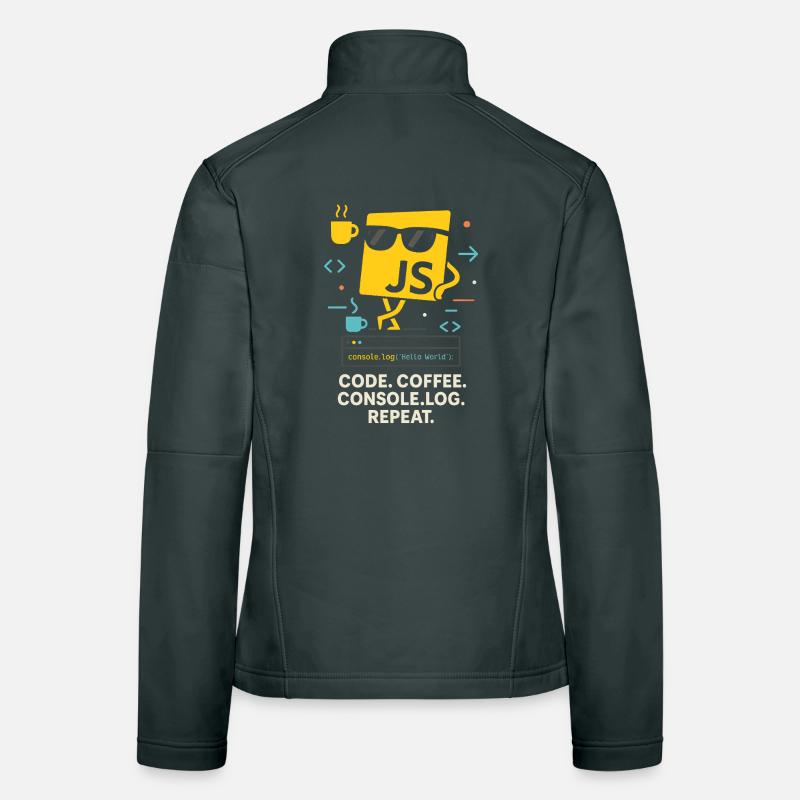 Code Coffee Console.log Repeat JavaScript Program Women's Softshell Jacket