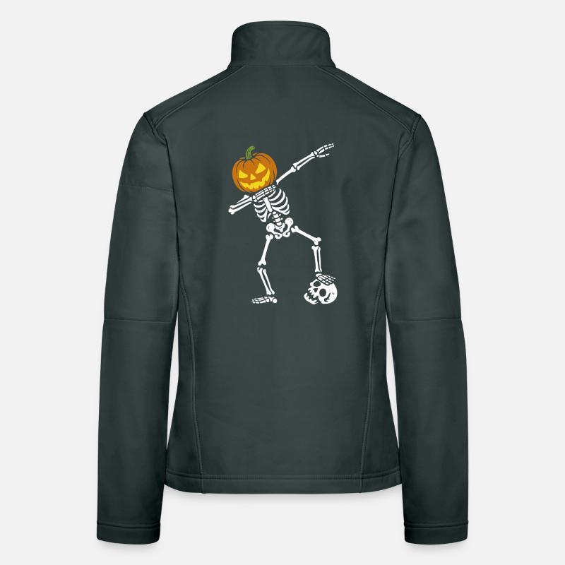Halloween Dab Dance Skeleton with Skull Women's Softshell Jacket
