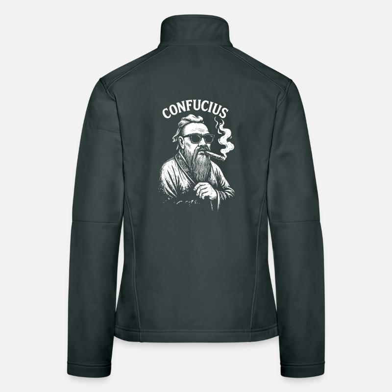 Konfuzius Entspanntes Rauchen einer Zigarre Illustration Frauen Softshelljacke