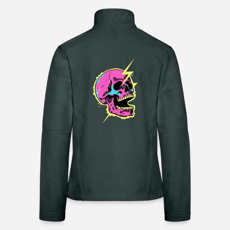Neon Skull Lightning Burst Women's Softshell Jacket