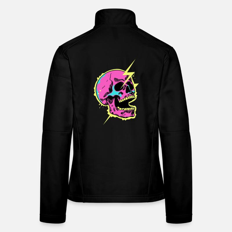 Crâne Néon Éclair Éclat Veste en tissu softshell Femme
