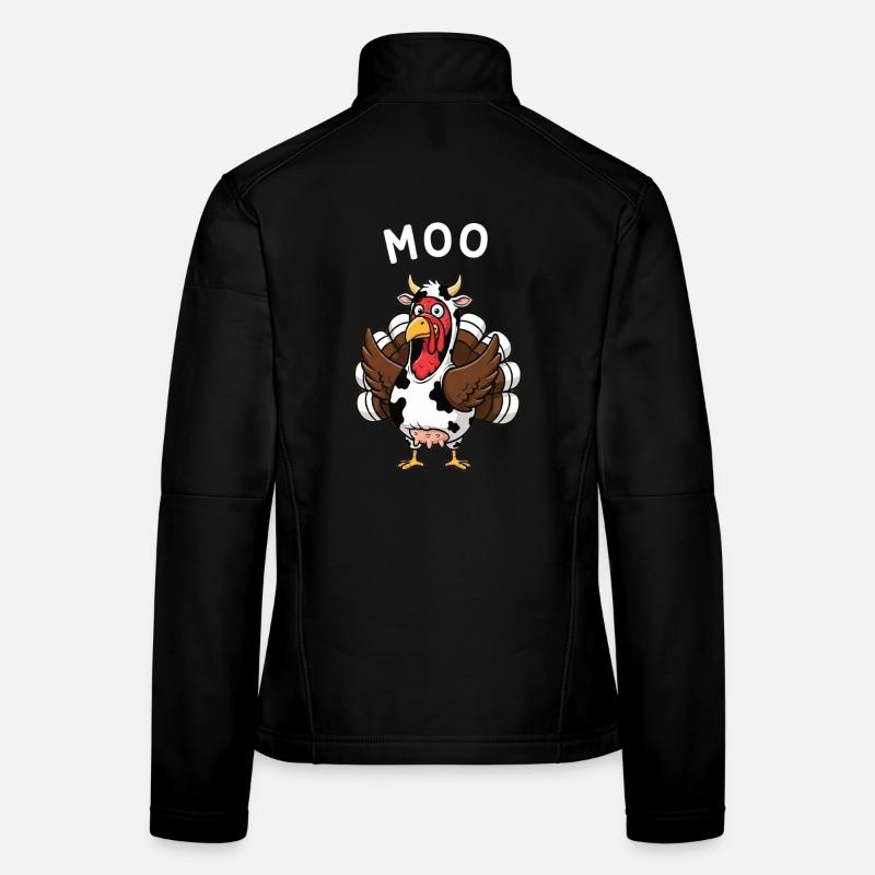 Dinde Moo Drôle Vache de Noël Veste en tissu softshell Femme