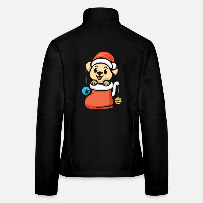 Chiot de Noël avec bijoux dans le coffre Veste en tissu softshell Femme