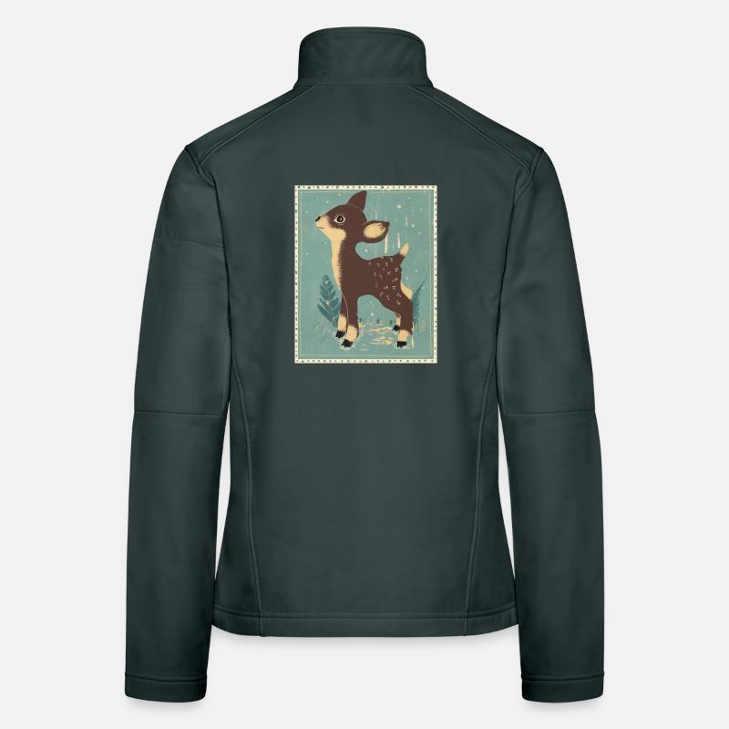 Deer in the retro forest Women's Softshell Jacket