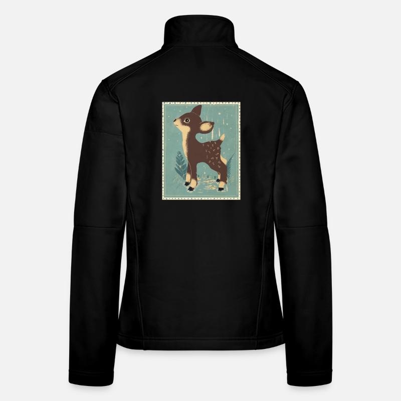 Deer in the retro forest Women's Softshell Jacket