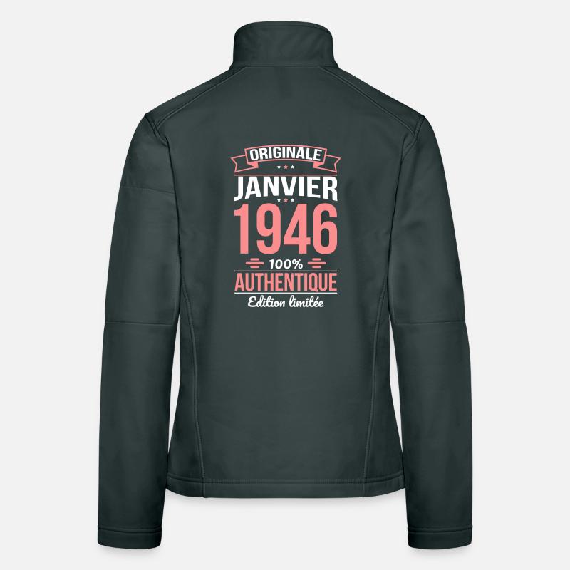 Anniversaire 80 ans - Originale - Janvier 1946 Veste en tissu softshell Femme