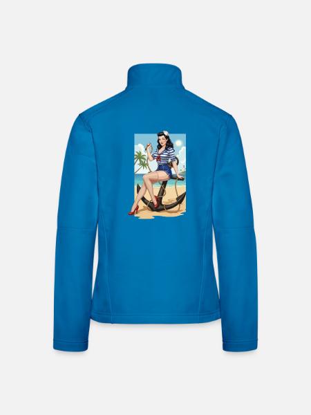 Beach sailor pinup - Women's Softshell Jacket - black - Back