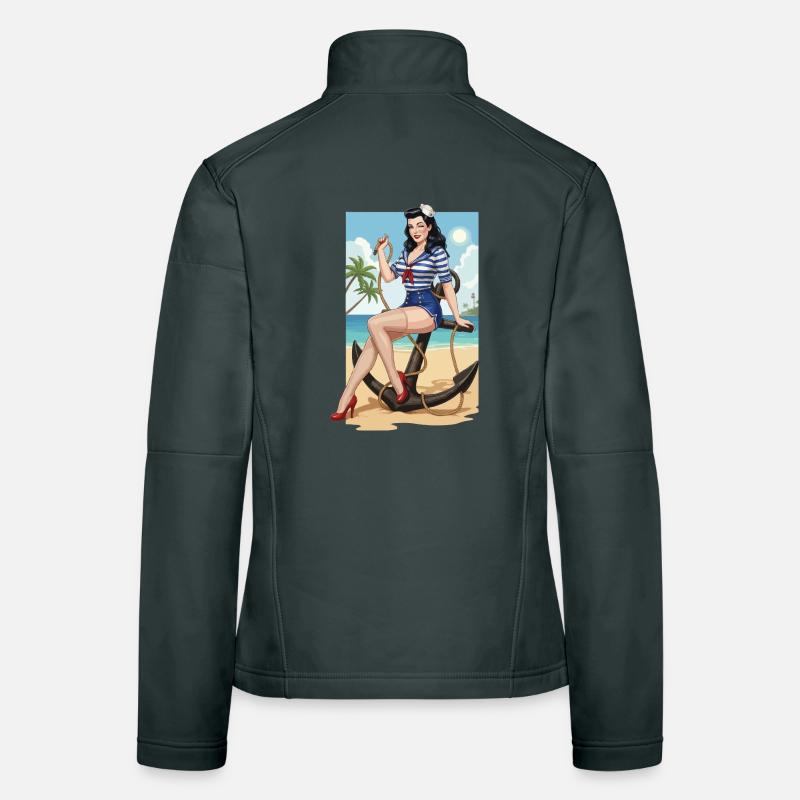 Beach sailor pinup Women's Softshell Jacket