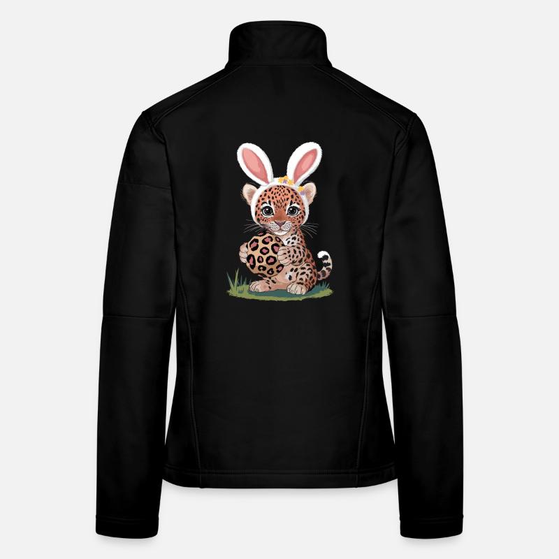  Süßes Oster Leopard Baby mit Hasenohren und Frauen Softshelljacke