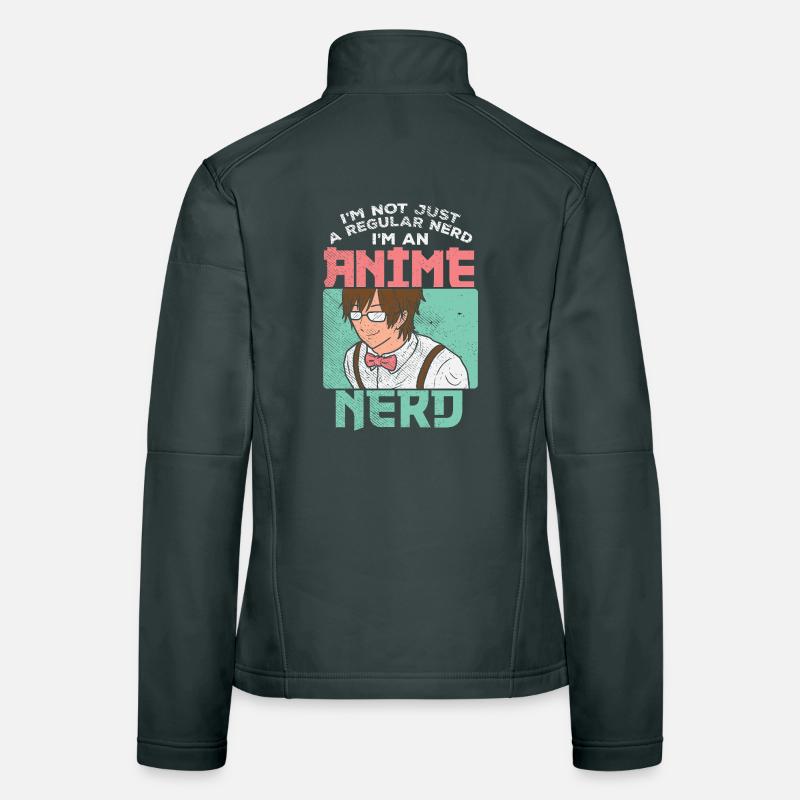 Graphique de citation drôle de nerd d’anime pas de nerd ordinaire Veste en tissu softshell Femme