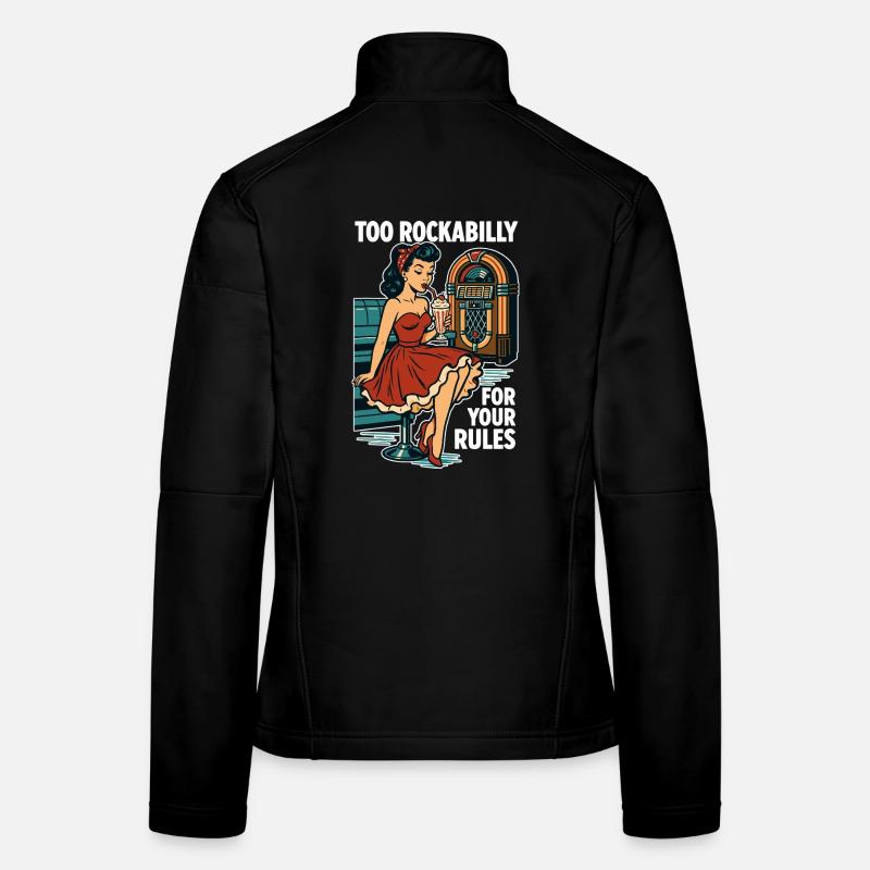 Rockabilly Rebellin 50s Diner Jukebox Retro Women's Softshell Jacket