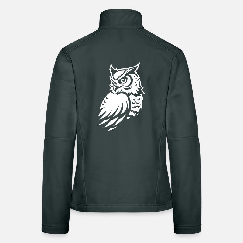 Wachsame Eule – Tattoo Silhouette Frauen Softshelljacke