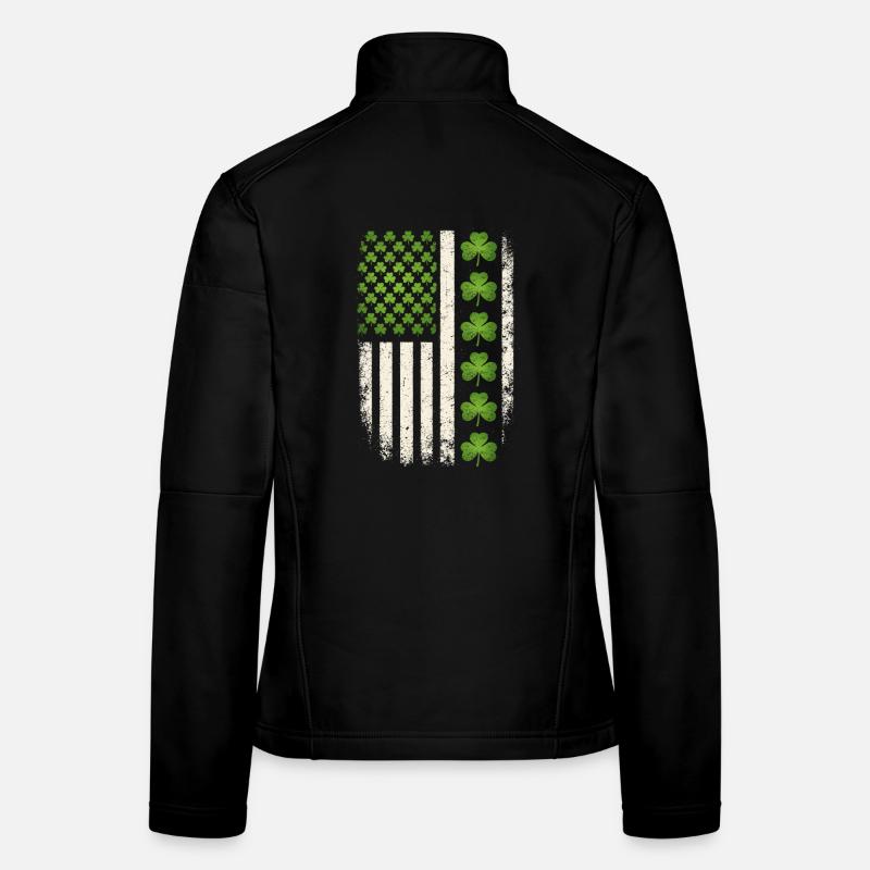 Drapeau américain en trèfle irlandais Veste en tissu softshell Femme