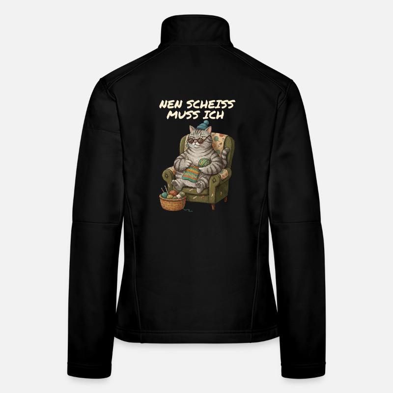 Lustiger Spruch Katzen Mama Häkeln Frauen Softshelljacke