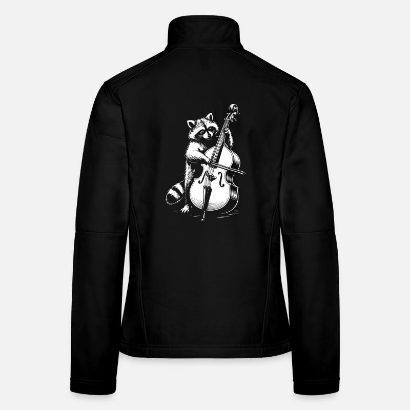Raccoon joue de la contrebasse Veste en tissu softshell Femme