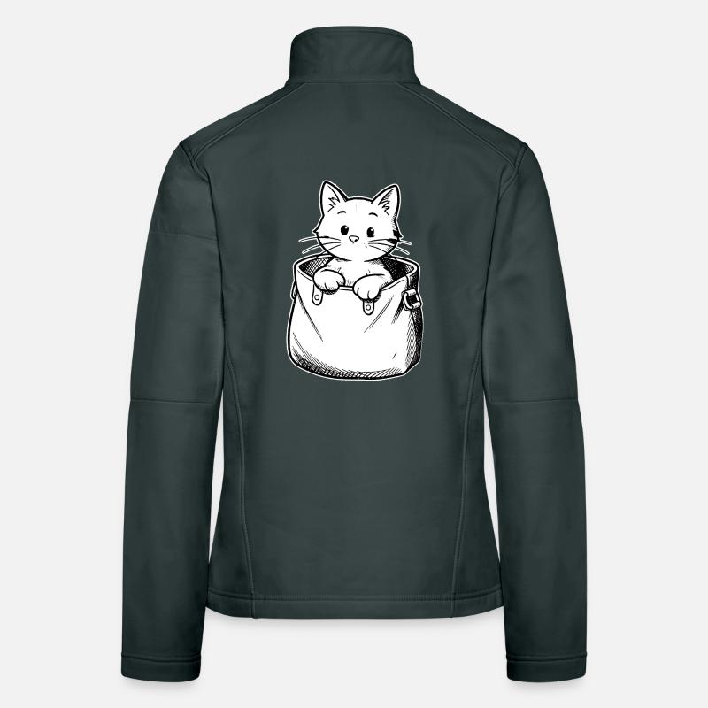 Kitten in a pouch illustration Women's Softshell Jacket