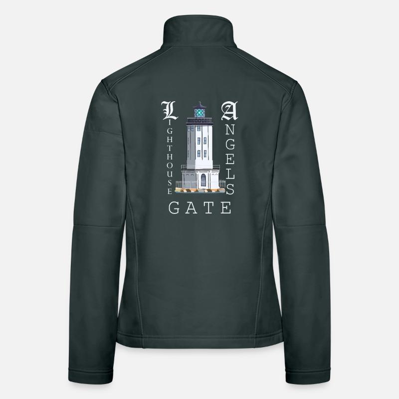Los Angeles, Hand Drawing Lighthouse Angels Gate Women's Softshell Jacket