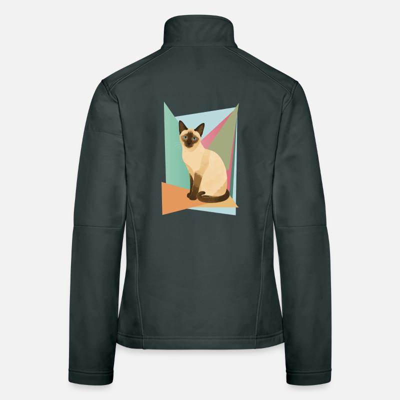 Elegant Siamese cat in geometry style Women's Softshell Jacket
