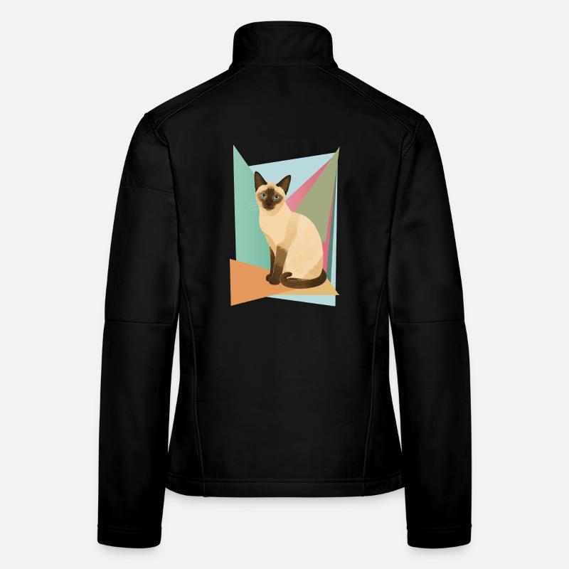 Elegante Siamkatze im Geometrie Stil Frauen Softshelljacke