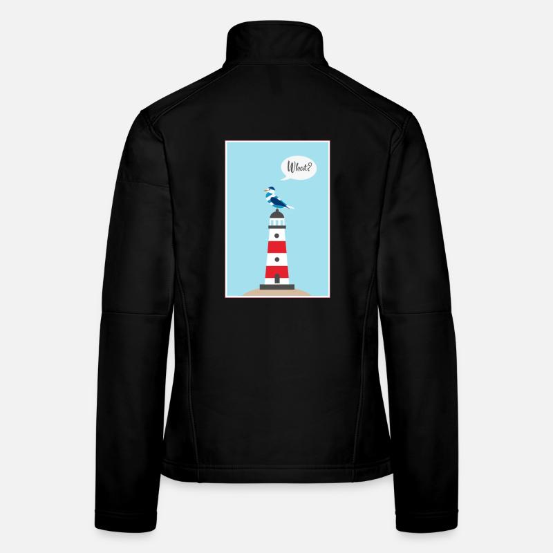 Leuchtturm - Möwe - Comic - Geschenk - Frauen Softshelljacke - Schwarz