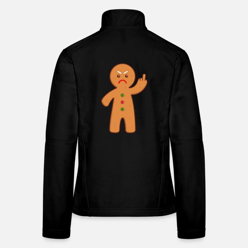 Lebkuchenmann Stinkefinger Mittelfinger - Frauen Softshelljacke - Schwarz