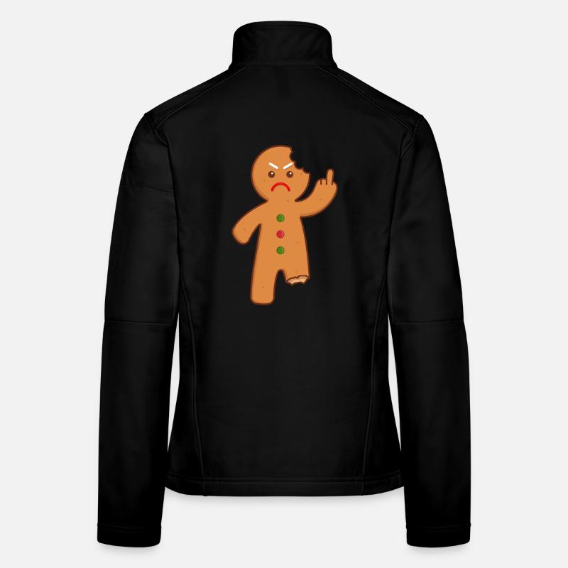Gingerbread man stinking finger middle finger Women's Softshell Jacket