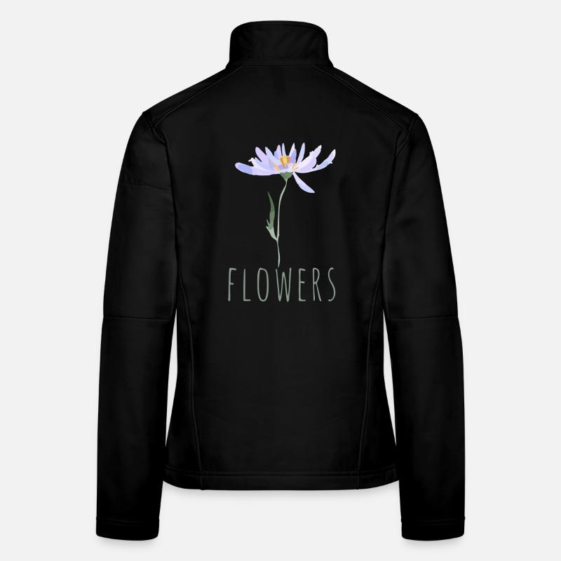 Minimalist Blue Wildflowers Illustration - Women's Softshell Jacket - black