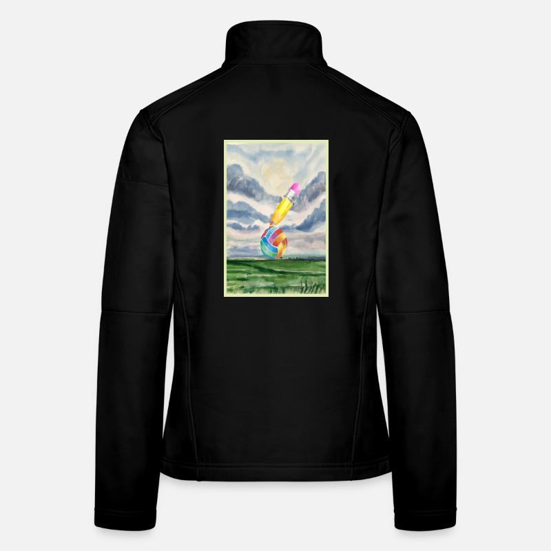 Paysage aquarelle avec boule Veste en tissu softshell Femme