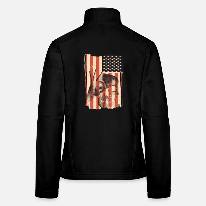 Drapeau des États-Unis avec crâne Veste en tissu softshell Femme