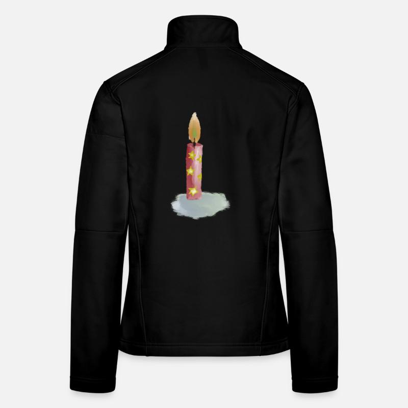 Handgezeichnete Geburtstagskerze mit Sternen - Frauen Softshelljacke - Schwarz