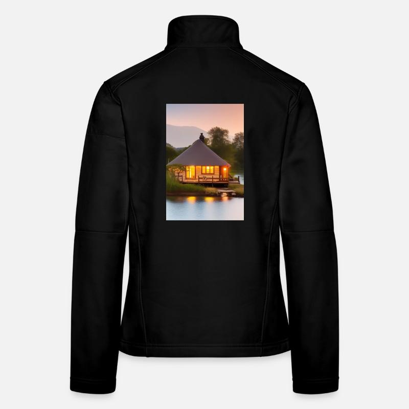 Charming lakeside cabin Women's Softshell Jacket