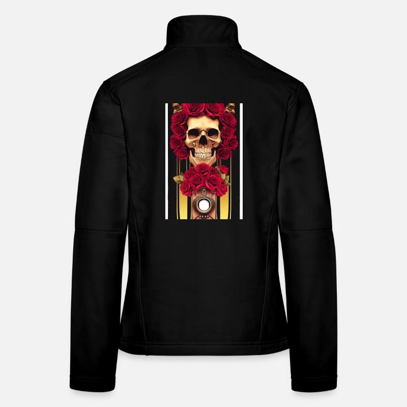 Abstrakte Totenkopf mit Rosen Frauen Softshelljacke