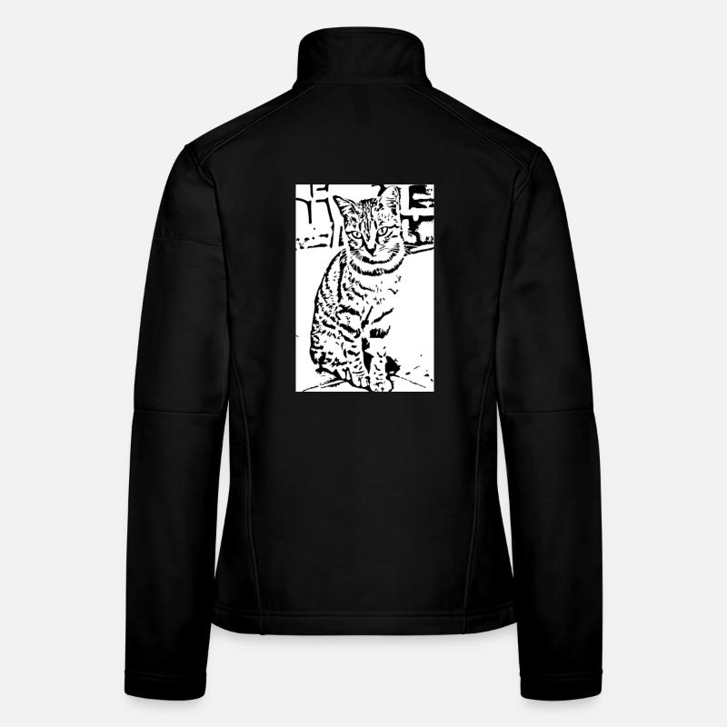 Katze schwarzweiß Katzenshirt Geschenk  - Frauen Softshelljacke - Schwarz