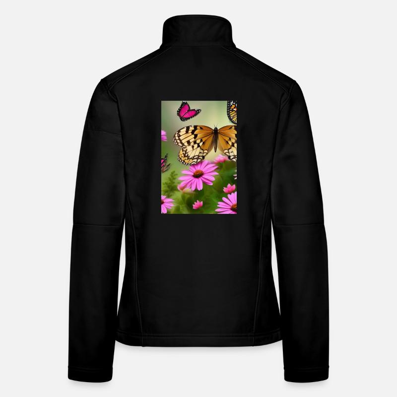 Fleurs et papillon Veste en tissu softshell Femme