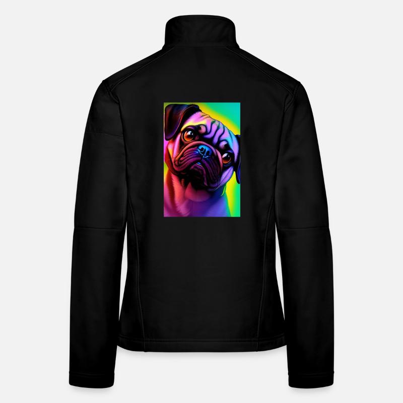 Mops Hund Frauen Softshelljacke