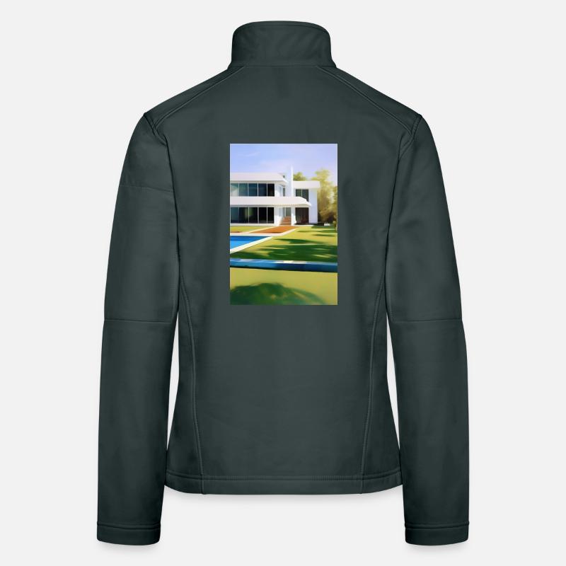Weiße Villa mit Pool Frauen Softshelljacke