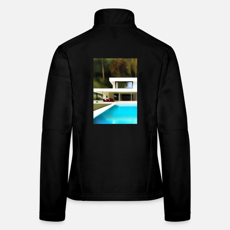 Weiße Villa mit Pool Frauen Softshelljacke