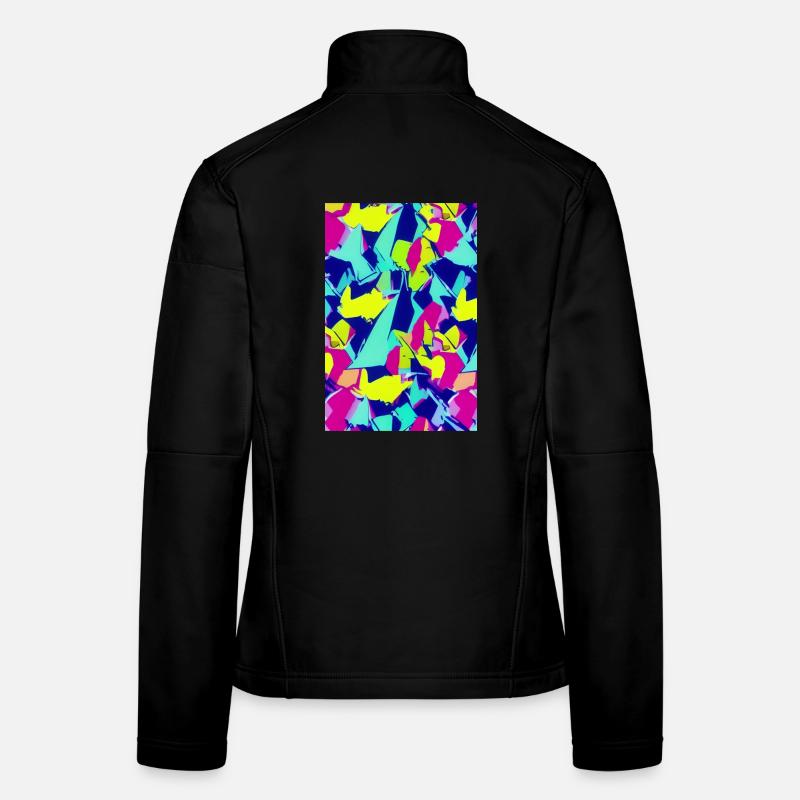 Retro Muster Bunt Frauen Softshelljacke