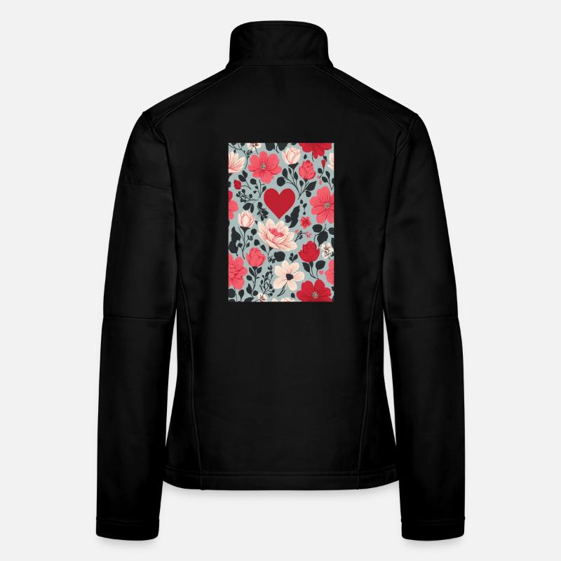 Hearts and Flowers Pattern Women's Softshell Jacket