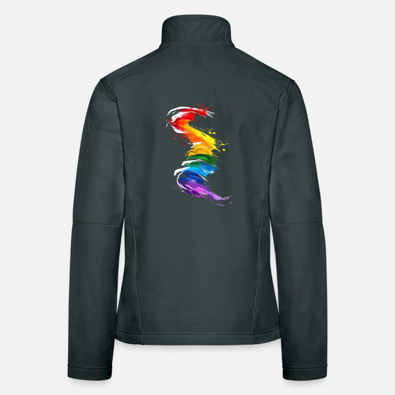 Abstract Rainbow Pride Tornado Design - Vibrant Women's Softshell Jacket