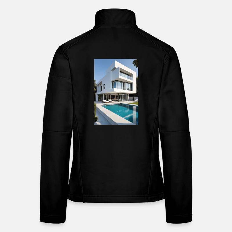 Weiße Villa mit Pool Frauen Softshelljacke