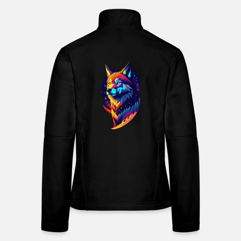 Wolf in the Night - Multicolored Decor Women's Softshell Jacket