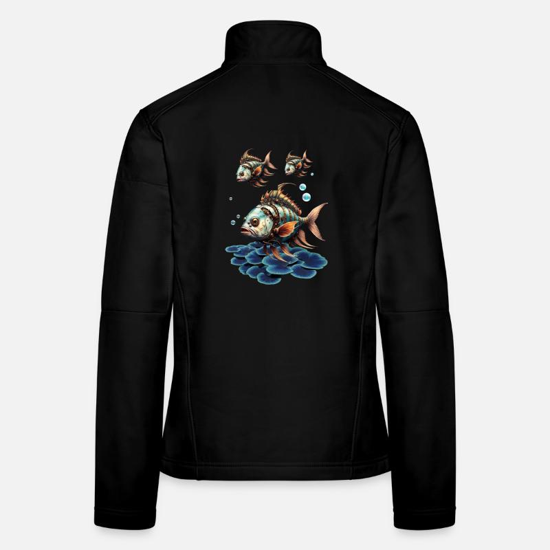 Awesome fantasy steampunk fish. Women's Softshell Jacket