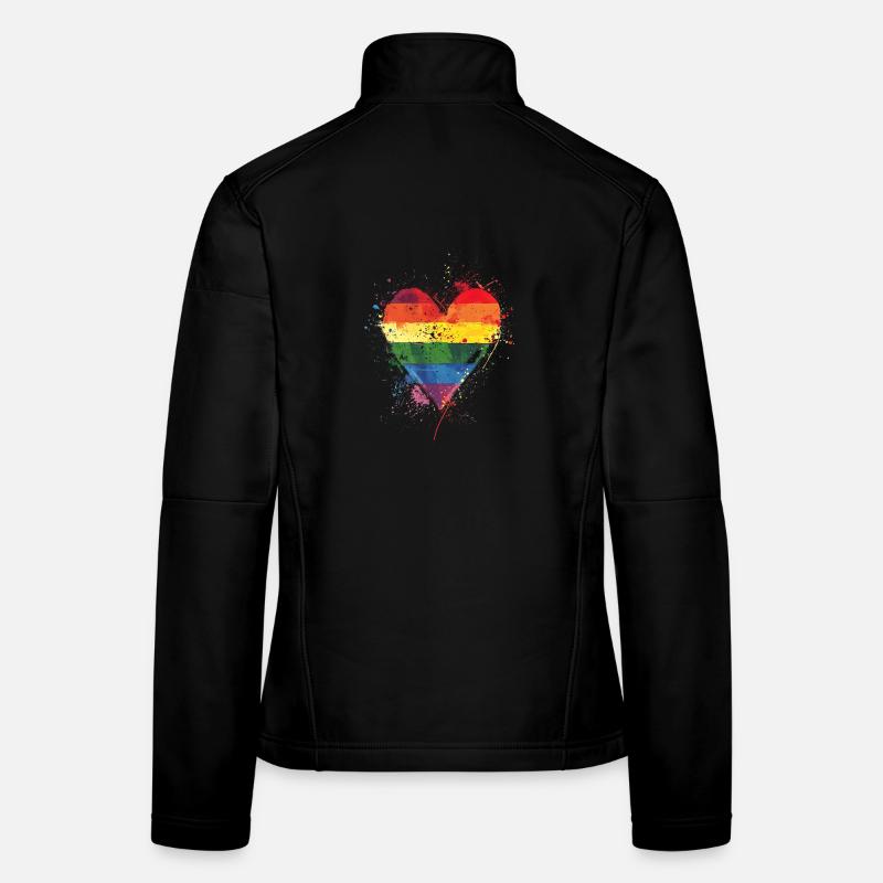 Cœur arc-en-ciel abstrait avec éclaboussures d’encre - Pride Veste en tissu softshell Femme