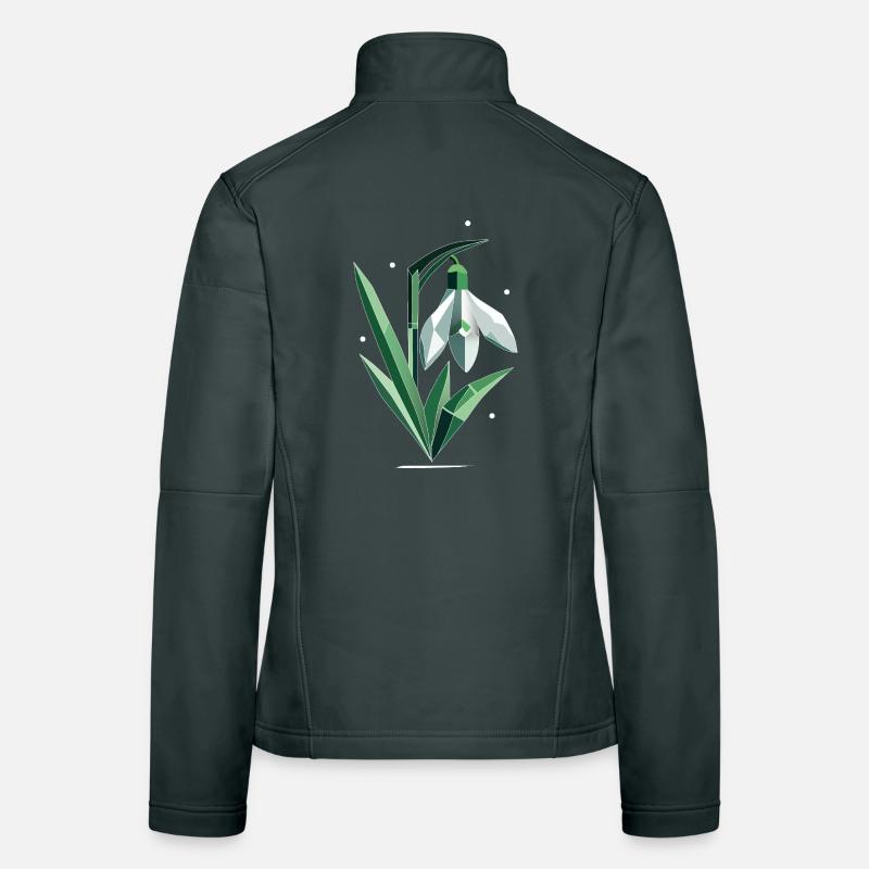 Delicate Polygonal Snowdrop Illustration Women's Softshell Jacket