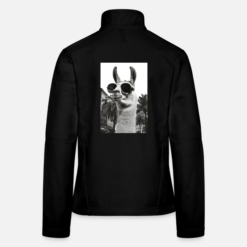 Llama Palm Trees Sunglasses Tranquil Humor Women's Softshell Jacket