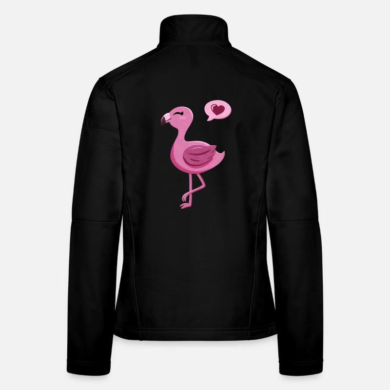 Flamant rose mignon avec coeur Veste en tissu softshell Femme