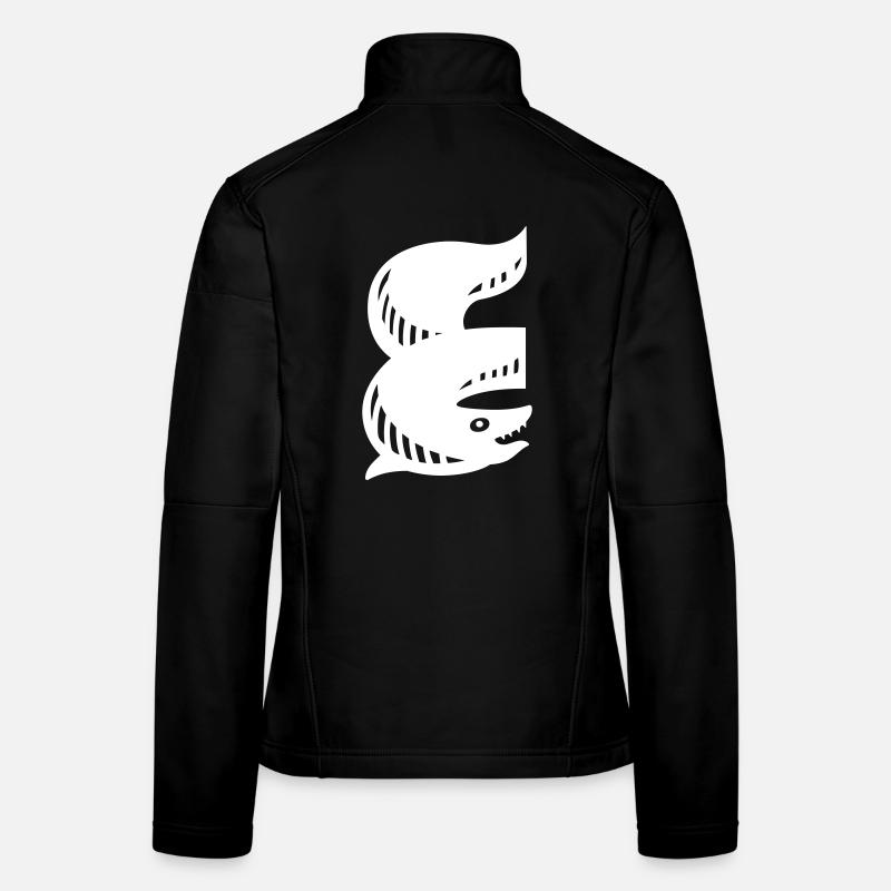 Fish Symbol | E Letter | white Vectorgraphic Frauen Softshelljacke