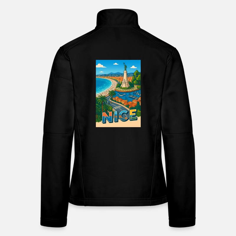 Schöne ikonische Aussicht mit Statue und Meer Frauen Softshelljacke
